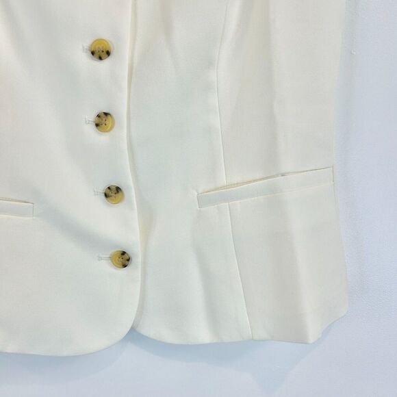 J Crew Vest Top Womens 0 Ivory Sleeveless Button-Fly Tank Blazer Stretch NWT - Picture 3 of 11